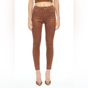 Pistola ALINE High Rise Skinny Jeans- Coated Cognac Size 25